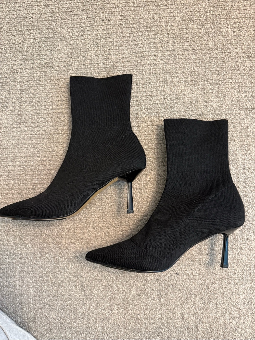 Classic Black Pointed Sock Booties - Women's Ankle Heels